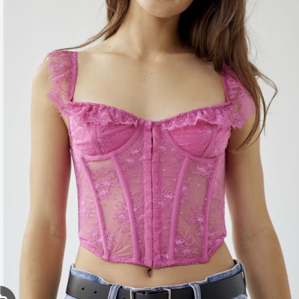 Urban Outfitters Pink Lace Crop Top